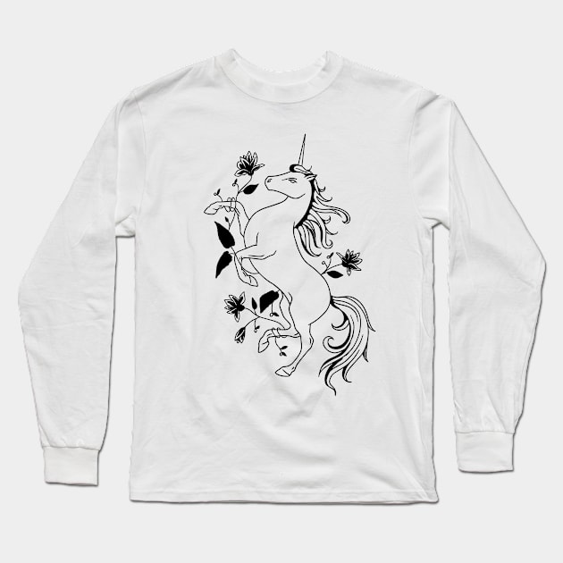 Magical Unicorn Creature Long Sleeve T-Shirt by Sunil Belidon